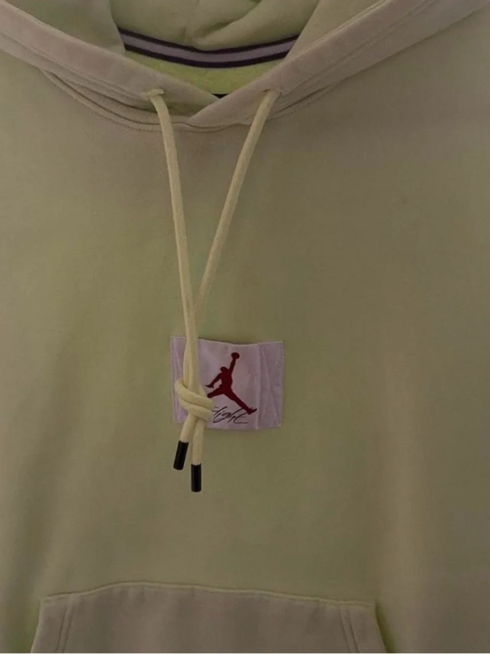 Jordan Light Yellow Pullover Hoodie with Red Jumpman Patch